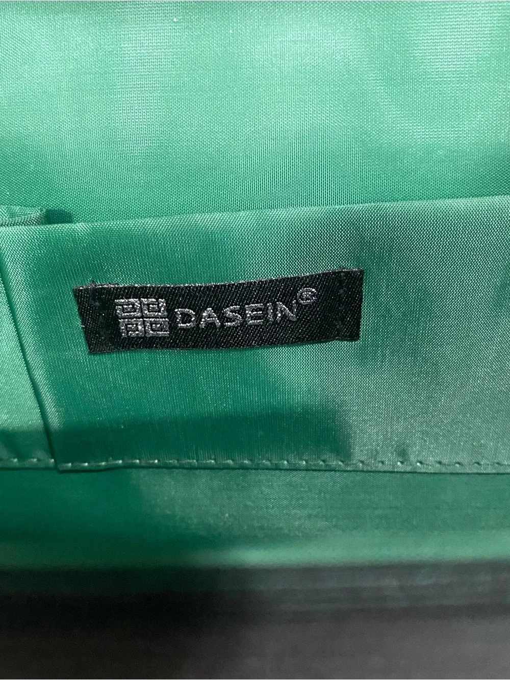 Dasein Emerald Green Rhinestone Envelope Clutch with Silver Chain